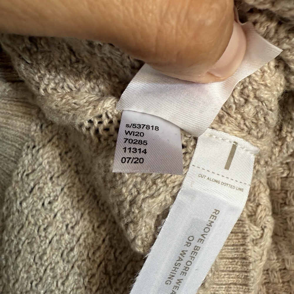 LOFT TAN BRAIDED DESIGN COTTON WOOL BLEND PULLOVER SWEATER TOP X-Small NWT - Picture 6 of 7